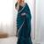 Blue floral embellished sequinned tissue saree
