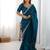 Blue floral embellished sequinned tissue saree