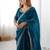 Blue floral embellished sequinned tissue saree