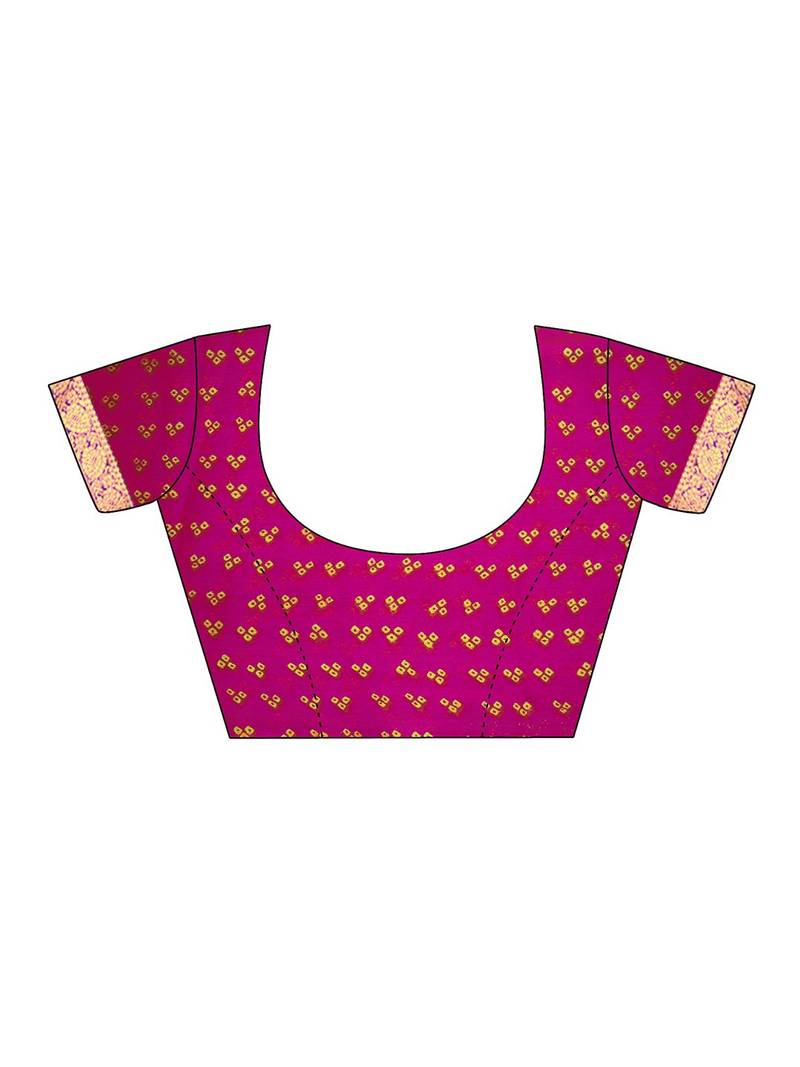 Pink bandhani poly chiffon fusion bandhani saree