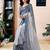Blue women striped  linen saree