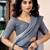 Blue women striped  linen saree