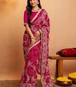 Pink bandhani gotta patti  georgette saree