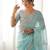 Blue embellished sequinned organza saree