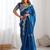 Blue embellished sequinned organza heavy work saree