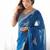 Blue embellished sequinned organza heavy work saree