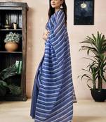 Blue striped printed ready to wear saree