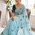Blue woven design mirror work georgette saree