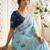 Blue woven design mirror work georgette saree