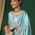 Blue embroidered satin saree