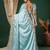 Blue embroidered satin saree