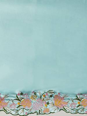 Blue embroidered satin saree 4