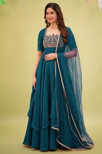designer gown with pant set – elegant ethnic wear 