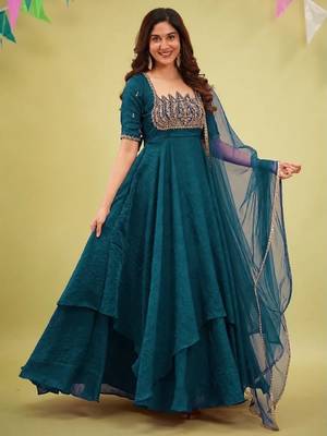 designer gown with pant set – elegant ethnic wear  2