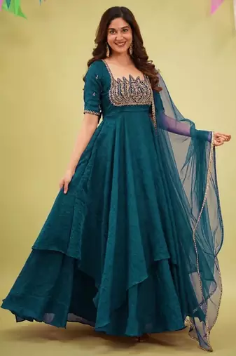 designer gown with pant set – elegant ethnic wear 