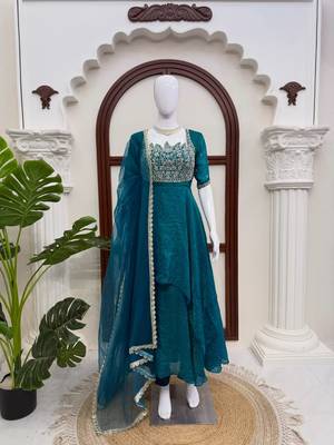 designer gown with pant set – elegant ethnic wear  3