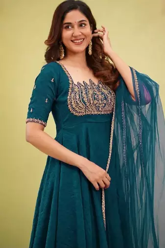 designer gown with pant set – elegant ethnic wear 