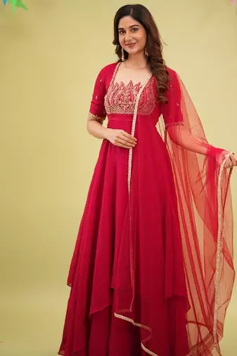 designer gown with pant set – elegant ethnic wear 