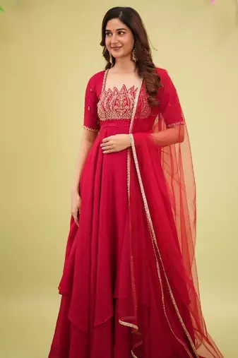 designer gown with pant set – elegant ethnic wear 