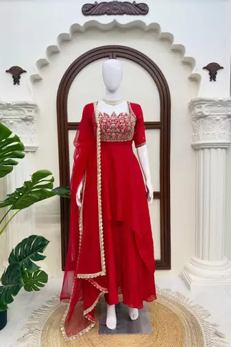 designer gown with pant set – elegant ethnic wear 