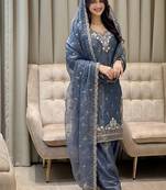  designer embroidery sequence work palazzo and dupatta set