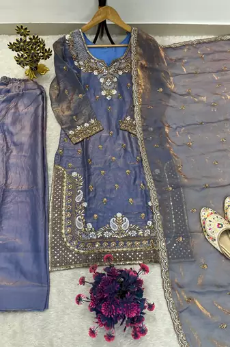  designer embroidery sequence work palazzo and dupatta set