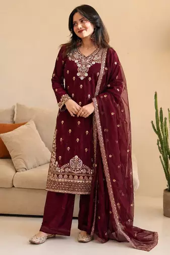  designer embroidery sequence work palazzo and dupatta set