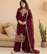  designer embroidery sequence work palazzo and dupatta set