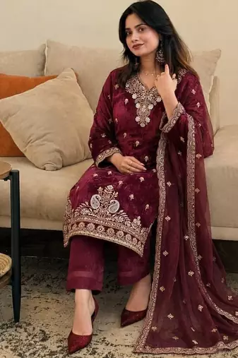  designer embroidery sequence work palazzo and dupatta set