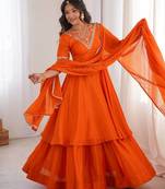 designer chinon silk party wear palazzo suit