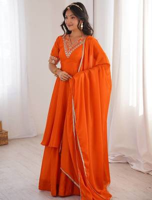 designer chinon silk party wear palazzo suit 2