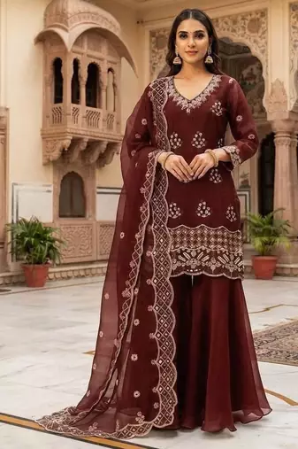 designer beads with sequence embroidery palazzo suit