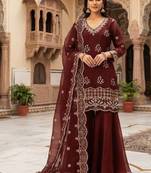 designer beads with sequence embroidery palazzo suit