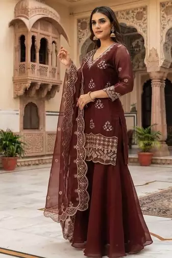 designer beads with sequence embroidery palazzo suit