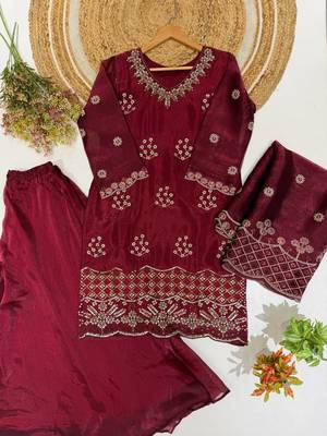 designer beads with sequence embroidery palazzo suit 3