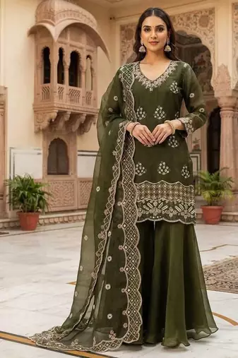 designer beads with sequence embroidery palazzo suit