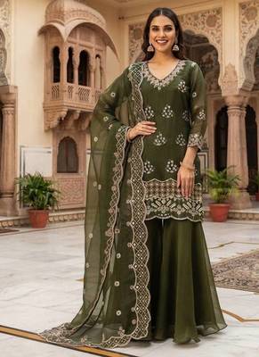 designer beads with sequence embroidery palazzo suit 2