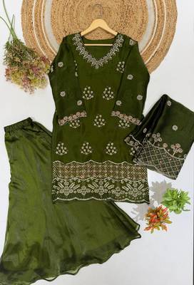 designer beads with sequence embroidery palazzo suit 3