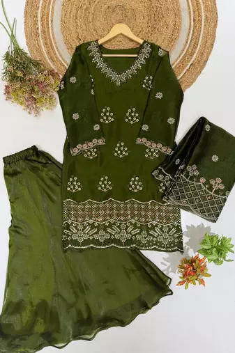 designer beads with sequence embroidery palazzo suit