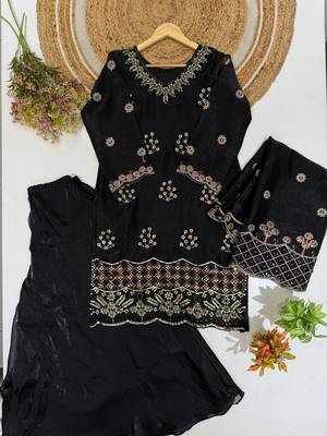 designer beads with sequence embroidery palazzo suit 3