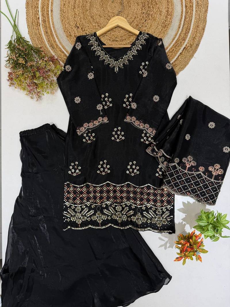 designer beads with sequence embroidery palazzo suit