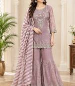 designer thread with sequence work sharara suit