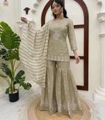 designer thread with sequence work sharara suit
