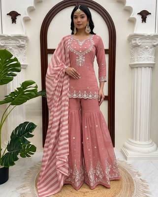 designer thread with sequence work sharara suit 1