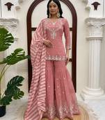 designer thread with sequence work sharara suit