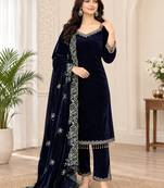 viscose velvet thread & sequence work salwar suit