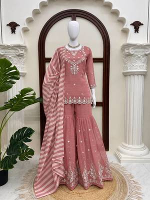 designer thread with sequence work sharara suit 3