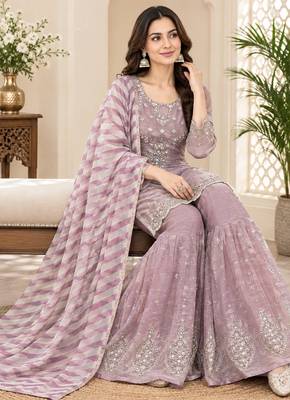 designer thread with sequence work sharara suit 3