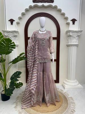designer thread with sequence work sharara suit 4
