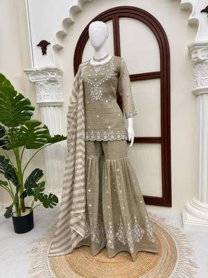 designer thread with sequence work sharara suit 4